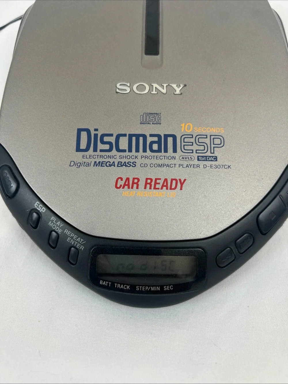 Sony Discman ESP D-E307CK Compact CD Player W Wall Pwr Supply Tested 1997 Works